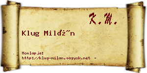 Klug Milán névjegykártya